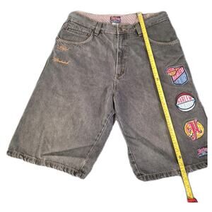 FUBU X Harlem Globetrotters Shorts Men's 36 Denim Patches Big D Meadowlark